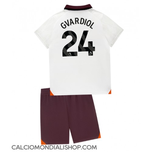 Maglie da calcio Manchester City Josko Gvardiol #24 Seconda Maglia Bambino 2023-24 Manica Corta (+ Pantaloni corti)